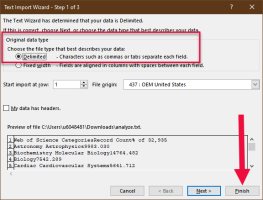 Excel text import wizard