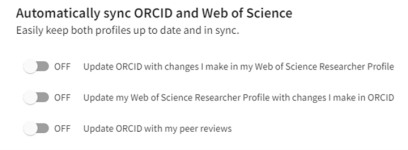 screen shot of orcid sync options