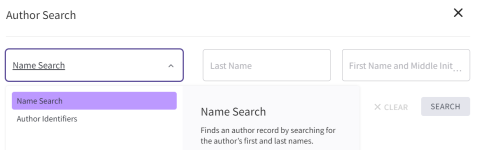 Captura de pantalla de nueva búsqueda de autores