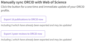 ORCID 수동 동기화 스크린샷