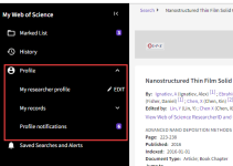 captura de pantalla de edición del perfil de investigador desde el panel lateral