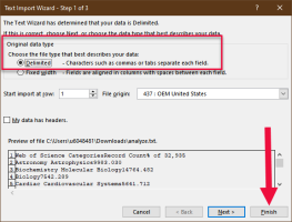 Excel のテキストインポートウィザード
