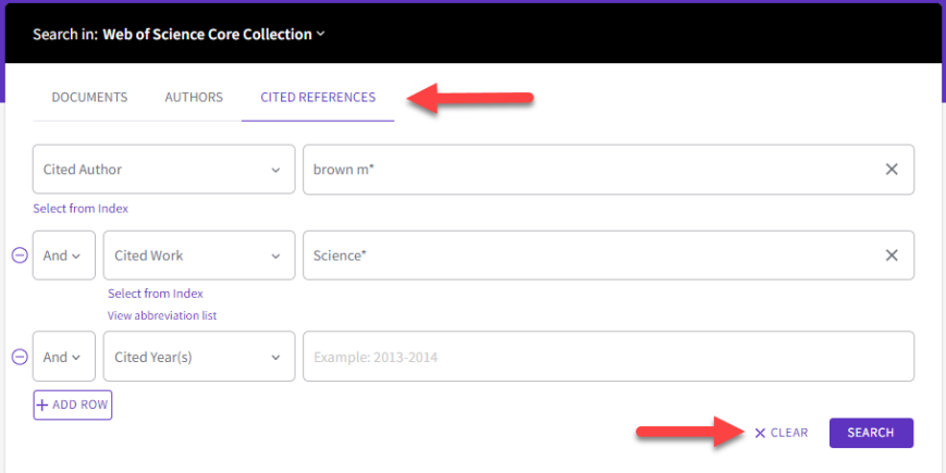 Interface de Pesquisa de referência citada